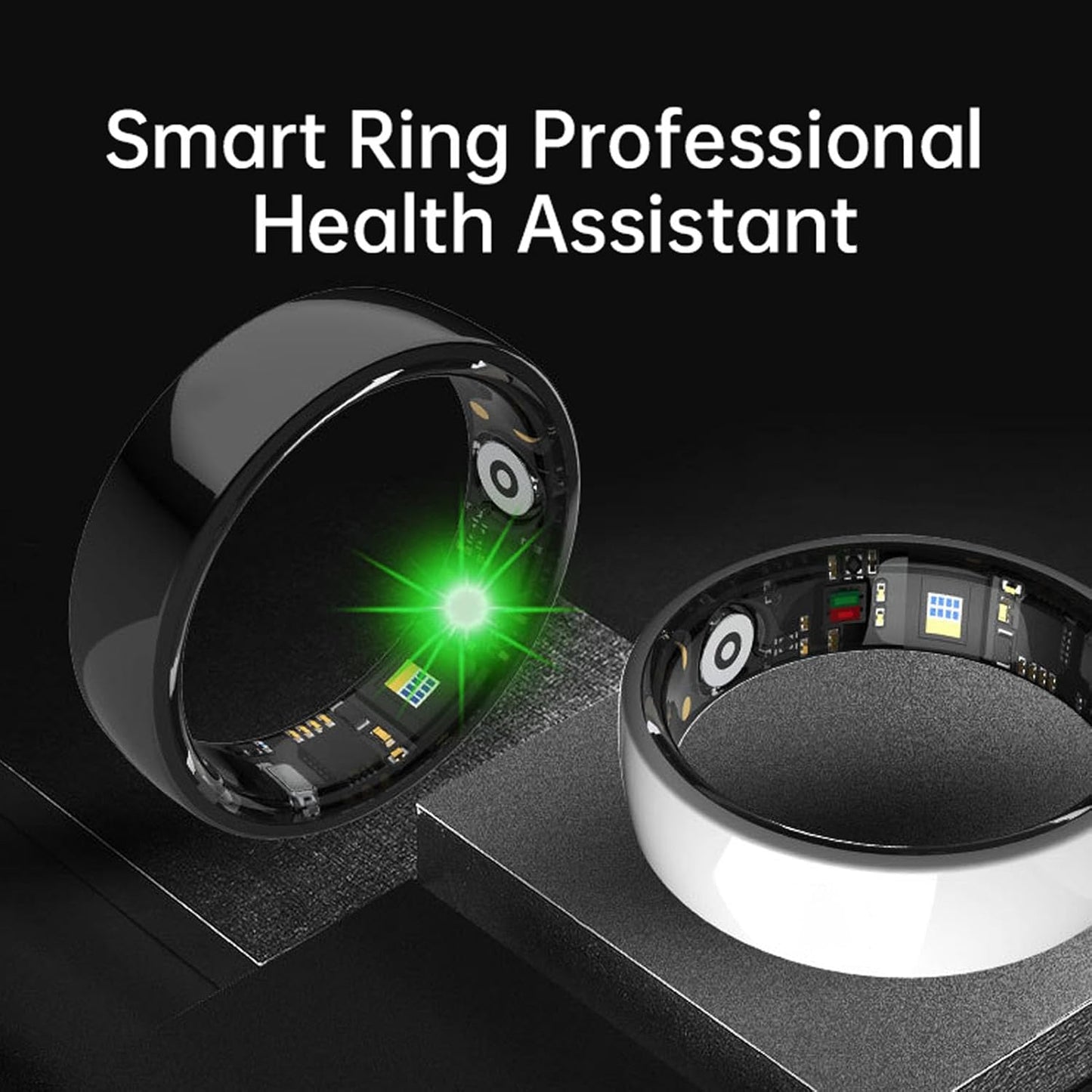 Smart Health Ring, 5ATM Fitness Tracker Avec Contrôle Des Gestes Et Batterie De 7 Jours (Taille 12 (Dia Intérieur: 21,5 Mm / 0,85 Pouces,)
