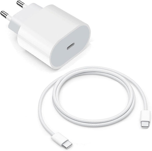 Chargeur Rapide Pour 16/16 Pro/16 Pro Max/16 Plus/16E/15/15 Pro/15 Pro Max/15 Plus/Pad, Prise Adaptateur Secteur Embout USB C 20 W Avec Câble USB-C 2M