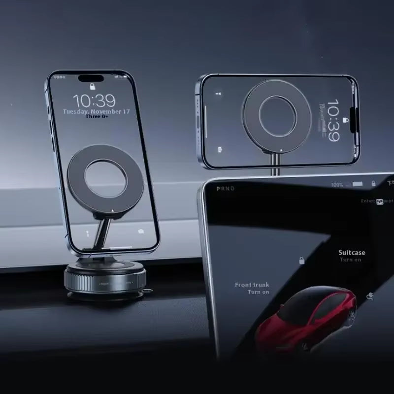 Folding Strong Magnet Magnetic Phone Holder 360° Rotation Desk Car Vacuum Suction Windshield Dashboard Mobile Holder