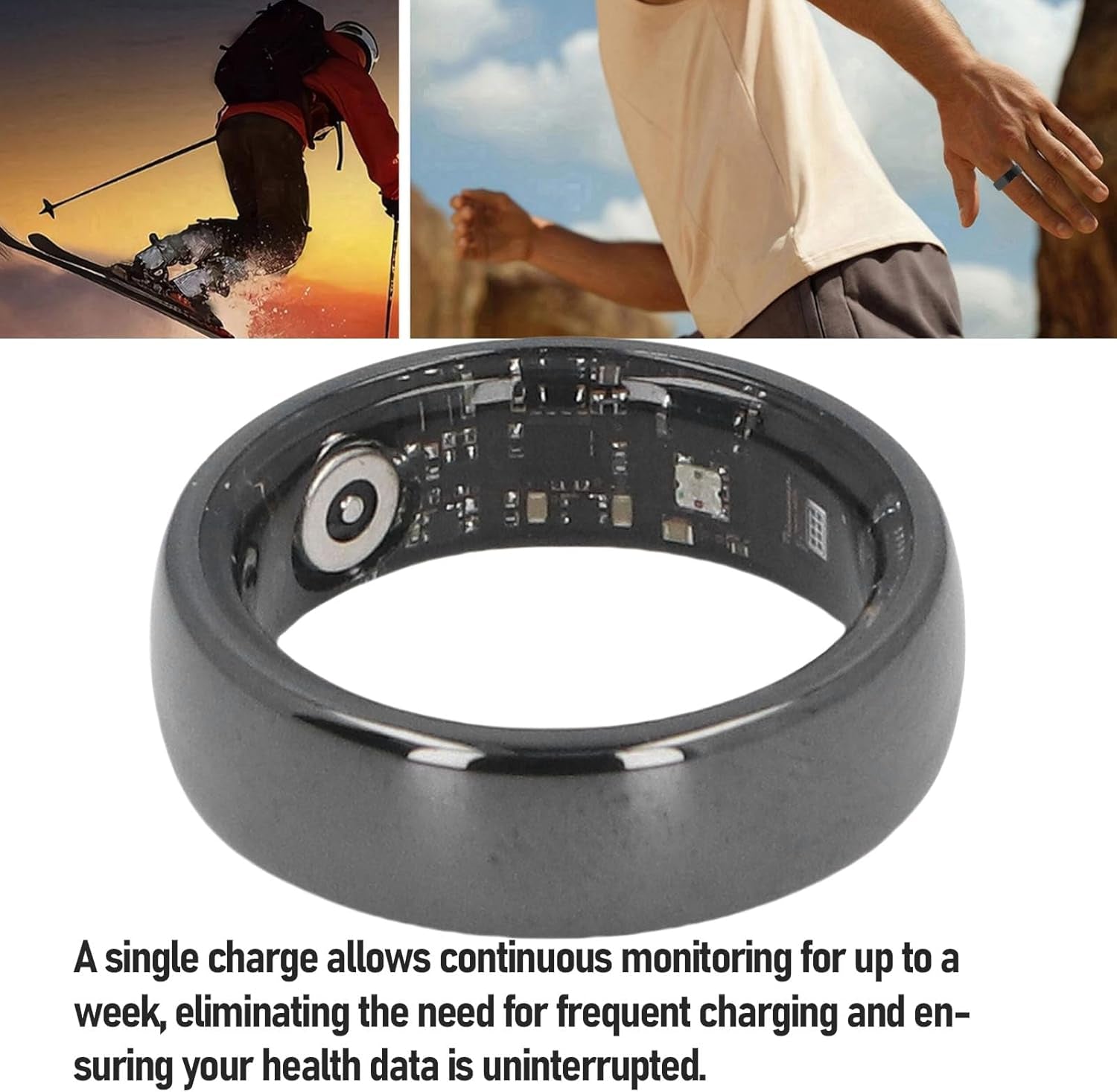 Smart Health Ring, 5ATM Fitness Tracker Avec Contrôle Des Gestes Et Batterie De 7 Jours (Taille 12 (Dia Intérieur: 21,5 Mm / 0,85 Pouces,)