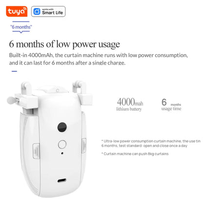 Tuya Smart Curtain Robot (T/U-Shaped Track) Bluetooth APP Short Range Control, Timed Switch, Pull-To-Start, 8KG Load Capacity