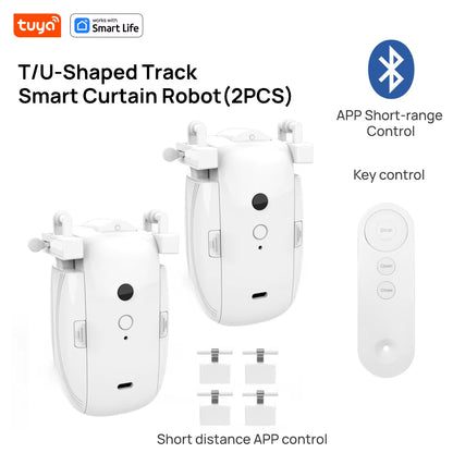 Tuya Smart Curtain Robot (T/U-Shaped Track) Bluetooth APP Short Range Control, Timed Switch, Pull-To-Start, 8KG Load Capacity