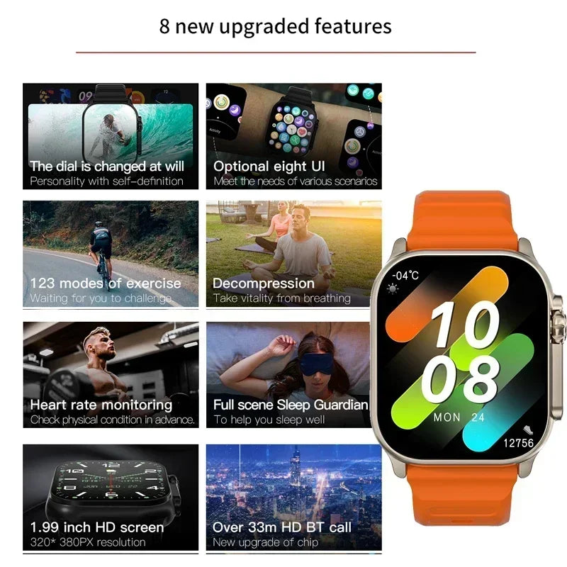 2026 New T800 Ultra 2 Smart Watch Men 49Mm Series8 AMOLED Screen NFC Compass Waterproof for Apple Watch IWO Ultra 8 Smartwatch