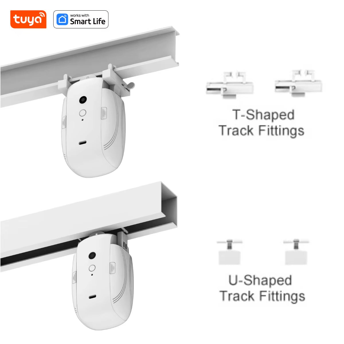 Tuya Smart Curtain Robot (T/U-Shaped Track) Bluetooth APP Short Range Control, Timed Switch, Pull-To-Start, 8KG Load Capacity